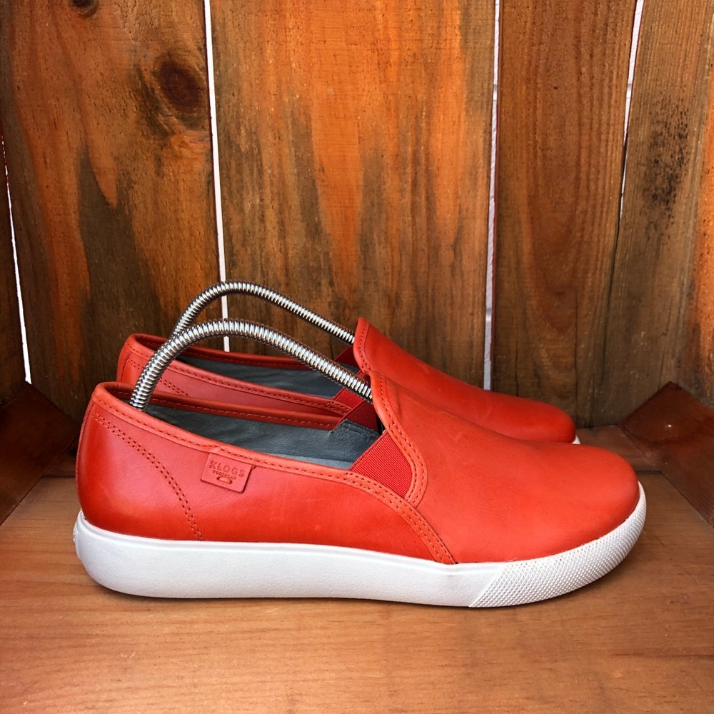 Klogs Leena Red Leather Unisex Slip On Sneakers